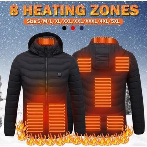 Men Women Smart Heating jacket USB Infrared Electric 8 Areas Heating Vest Women Winter Outdoor Sports Coat Warm Heated Vest