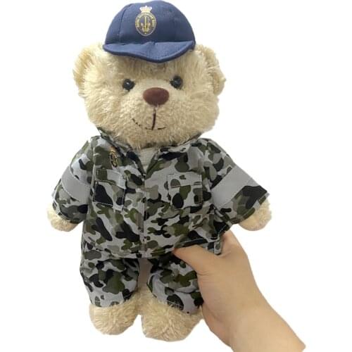 High Quality 33cm Australian Navy Camouflage Teddy Bear Soldier Stuffed Plush Toy Kids Toys Collection Gift