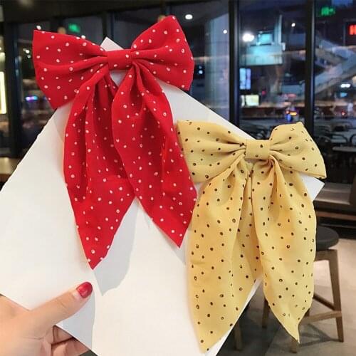 Fashion New Cloth Wave Point Bow Barrettes Double Layer Hair Clip For Women Girls Hairgrips Sweet Ribbon Hair Accessories
