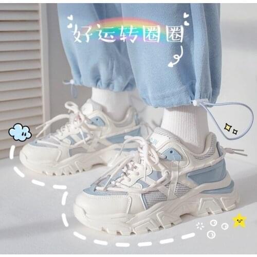 New Style Women Shoes Students Daddy Shoes Women Sneakers Round Toe Lace Up Thick Sole Fashion Sports Shoes for Women