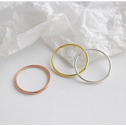 1.2mm Thiness Simple Finger Ring Stackable Ring Solid 925 Sterling Silver for Women Men Pinky Jewelry Rose Gold Plated