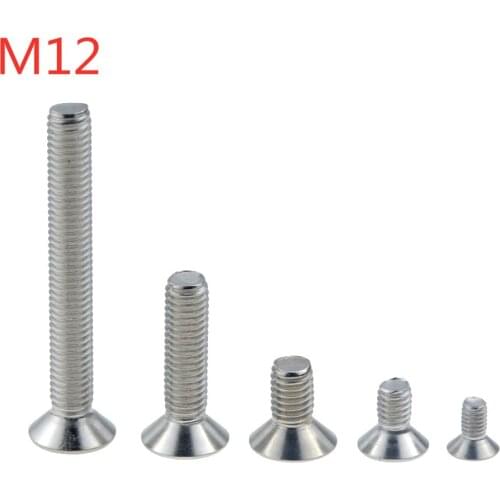 1PCS M12x20-90 30 40 50 80 304 Stainless Steel Hexagon Hex Socket Countersunk Screw Flat Head Screw Allen Bolts DIN7991 M12*20