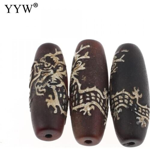 1pc Dark Red Column 15x15x41mm Natural Tibetan Dzi Beads Vintage Loose Beads for DIY Bracelet Necklace Jewelry Making Accessory