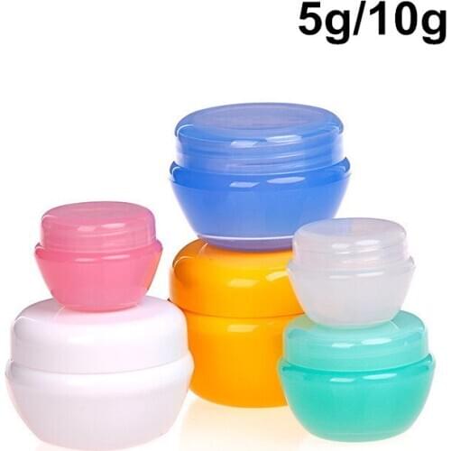 120 X 5ml/10ml Empty Cosmetic Containers Sample Round Plastic Jar With Screw Cap Shaped Cream Mushroom Lid Container For Makeup