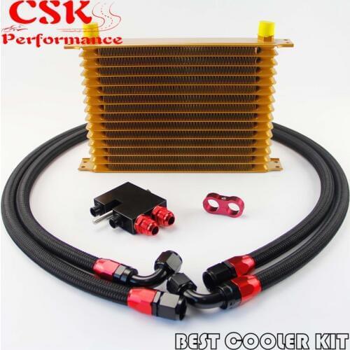 15 Row 262mm AN10 Trust Oil Cooler Kit Fits For BMW N54 Twin Turbo 135i E82 335i E90 E92 E93 Gold
