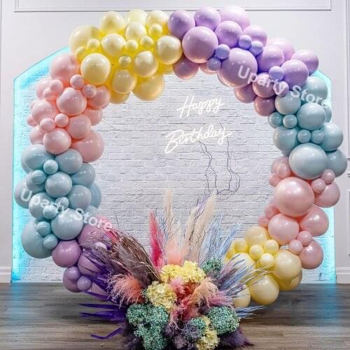 162Pcs Macaron Balloons Arch Kit Pastel Pink Purple Yellow Blue Balloon Garland for Baby Shower Girls Birthday Party Kids Globos