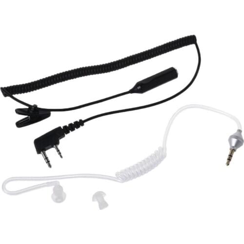 2-Pin PTT Mic Headset to 3.5mm Air Acoustic Tube Earpiece for Baofeng UV-5R 888s