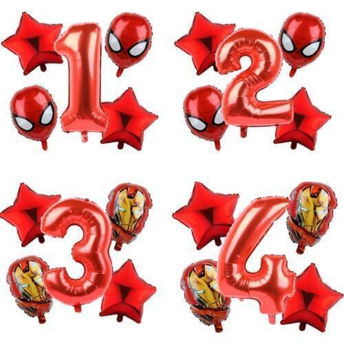 5pc Avengers Spiderman Foil Balloons Number Party Inflatable Head Balloon Baby Shower Birthday Party Decoration Kids Toys Globos