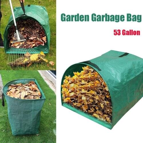 53 Gallon Garden Deciduous Bag Reusable for Collecting Leaves Garden Garbage Bag with Handrail Yard Waste Bag
