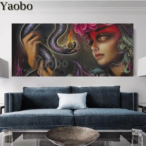 5d DIY Diamond Painting Cartoon girl and snake Diamond Embroidery Full Square Round Rhinestone Cross Stitch Mosaic Decoration