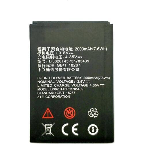 New 2000mAh Li3820T43P3h785439 ZTE Blade L3 battery For ZTE Blade L3 Phone