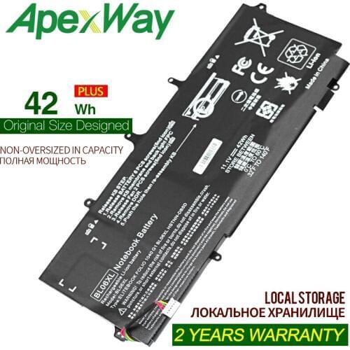 ApexWay 42Wh 11.1V BL06042XL HSTNN-W02C 722236-2C1 BL06XL Laptop Battery For HP EliteBook Folio 1040 G0 G1 G2