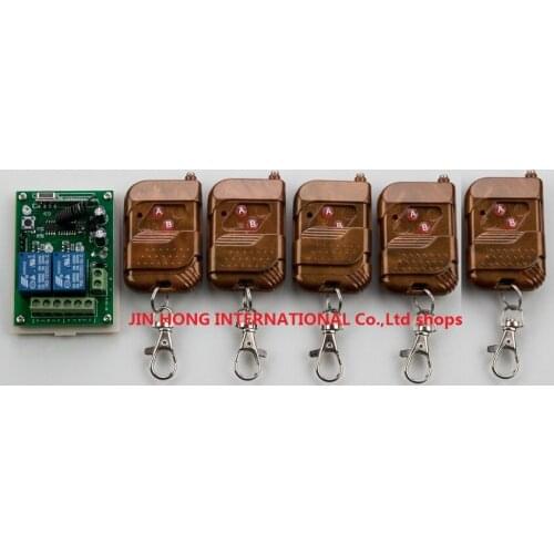 Free shipping 24V 2CH RF Wireless Remote Control Switch System For (A--B) transmitter & receiver 2ch relay smart home z-wave