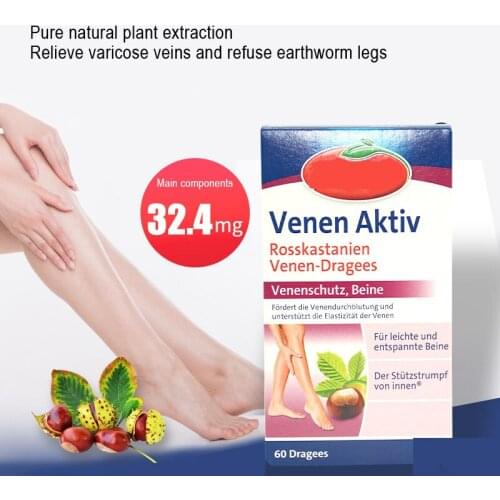 Pure natural plant horse chestnut extracts Venen Aktiv relieves varicose veins in legs,Rosskastanie 60caps/box