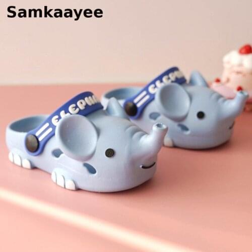 2-18y Kids Mules Clogs Summer Boys Girls Cartoon Sandals Toddler Elephant Slippers Non-Slip Children Cute Beach Garden Shoes Y15