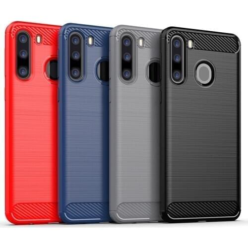 For Samsung Galaxy A11 A21 A01 A10s A20s A30s A40s Case Carbon Fiber Cover Full Protection Phone Shockproof Bumper
