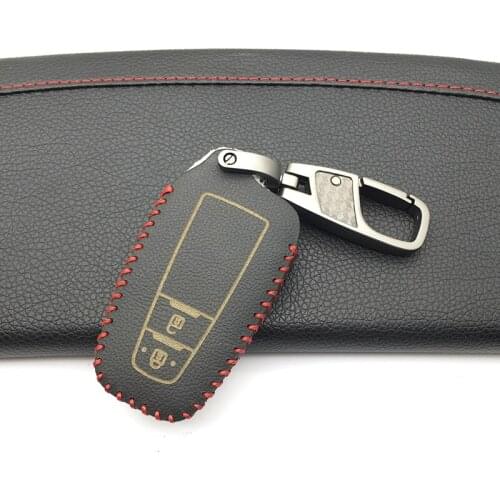 For Toyota CHR C-HR Camry Prius Prado 2016 - 2018 100% Genuine Leather Car Key Fob Cover Case 2 Buttons Remote Protect Shell