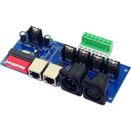 DMX512 RGBW 4 Channel DMX Controller Decoder Screw Terminals DIP Switch Common Anode