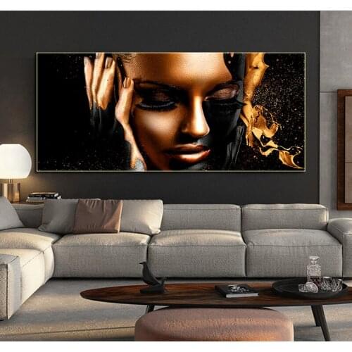 Hot Black Gold Nude African Art Woman Diy 5d Diamond Painting Mosaic Embroidery Scandinavian Painting Handmade Crafts Home Decor