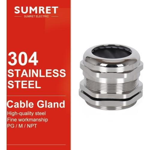 Cable gland PG19 PG21 PG25 PG29 PG36 wire glanding 304 Stainless Steel IP68 Waterproof connector Grand Head for 3-6.5mm 4-8 5-10