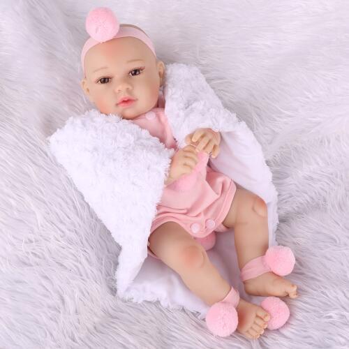 2020 new sweet face Original doll reborn baby toddler girl in pink princess clothes kids toy very cute reborn dolls silicone toy