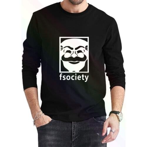 LUCKYFRIDAYF Mr Robot Fsociety Mr Robot Logo T-Shirt 2021 Newest Summer Mens Long Sleeve Popular Tees Shirt Tops Novel Unisex
