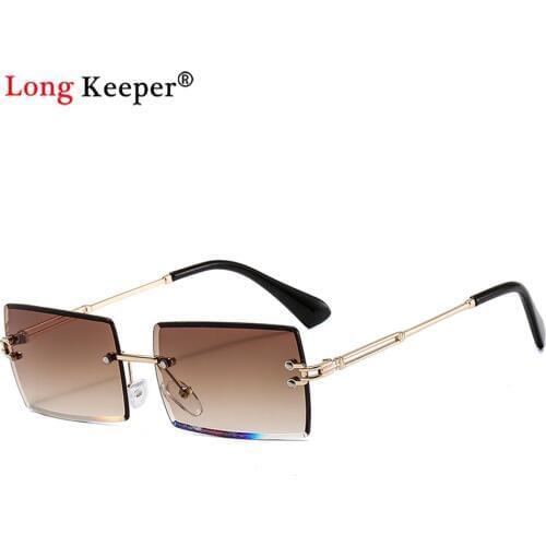 Fashion Rimless Square Sunglasses Women 2020 Gradient Rectangle Sun glasses Luxury Brand Sunglasses for Women Gafas De Sol UV400