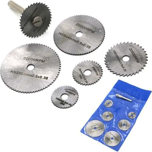 7 Piece Set of Mini High Speed Steel Circular Saw Blade Rotating Tool Metal Disc Tool Cutting Wood Electric Drill Accessories