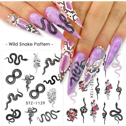 10Pcs 3D Dragon Snake Design Nail Stickers Women Love Nail Art Tattoo Slider Gel Polish Decal Temporary Tattoo Decorations