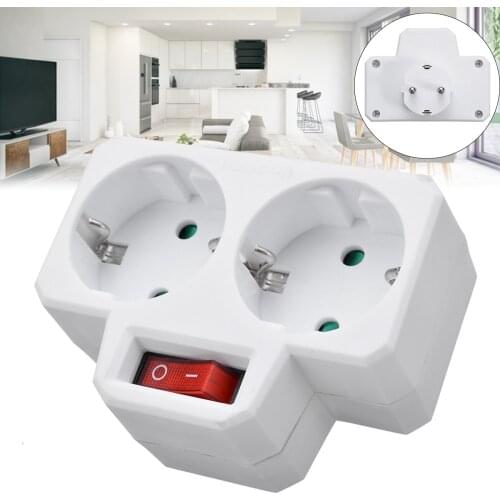 1Pc New Double Socket Conversion Socket With Outlet Switch Plug EU Standard 250V 16A ABS Multiple Plug 92*78*68mm