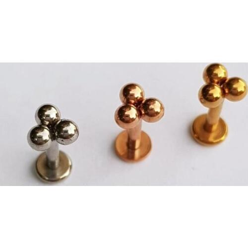 Newest stainless steel 16gauge trinity Trinity ball SCREW labret tragus helix conch cartilage piercing earring body jewelry