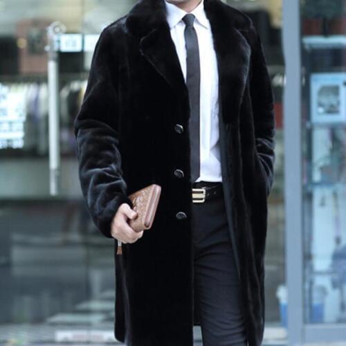 Autumn faux mink leather jacket mens winter thicken warm long fur leather coat men slim jackets jaqueta de couro fashion black