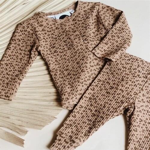 Kids pajamas Boys Clothes Set leopard print Winter Newborn 0-4Y Fashion 2 Pieces Leopard Sweater Top + Long Pants Set nightwear