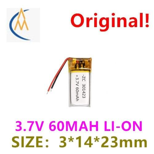 Polymer lithium battery 301423-60mah Bluetooth digital battery MP3 MP4 wireless headset rechargeable battery 3D glasses
