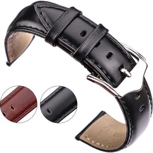 HENGRC Watchband With 316L Steel Pin Buckle Smooth Soft Genuine Leather Men Women Watch Strap Accessories 18 19 20 21 22 24mm