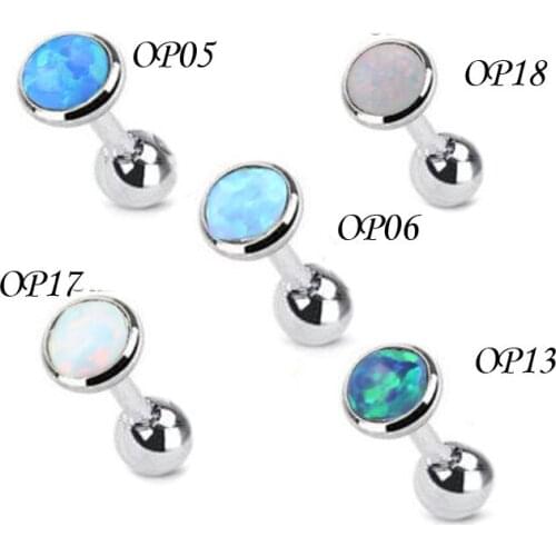New Opal Stone Cartilage Stud Earrings Surgical Steel Ear Stud earrings Fashion Jewelry 1pc