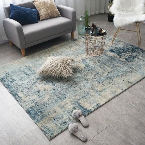 Modern Carpet Abstract Blue Soft Cotton Rug For Home Living Room Sofa Coffee Table Mat Bedroom Kidsroom Bedside Rug Fluffy Thick
