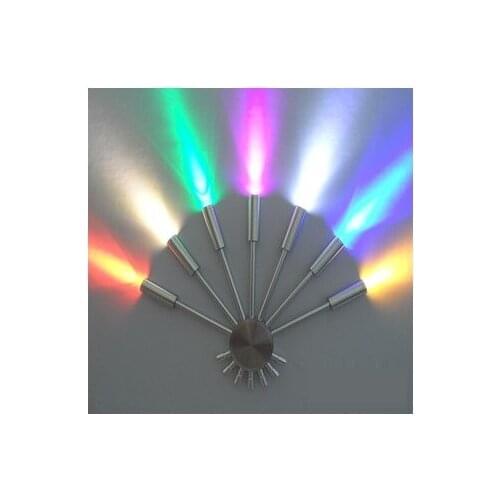 LED Modern Simple Creative Living Room Sofa TV Background Decoration Hotel KTV Bedroom Bedside Fan-shaped Seven-color Lamp