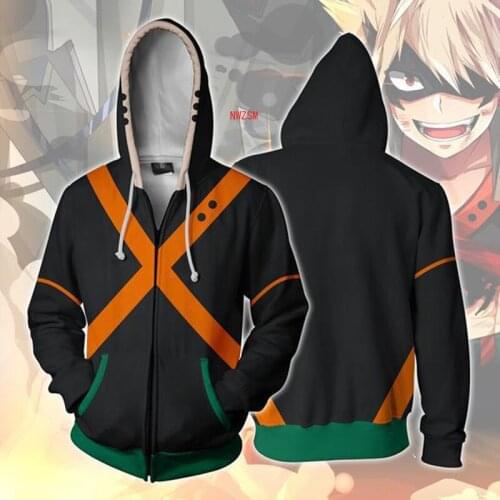 3D Printed My Hero Academia Sweatshirts Plus Size Men Women Hoodies Cosplay Costume College Uniform Jacket Zipper Coat Tops
