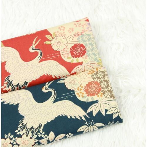 Thin style pure cotton cloth fabric Crane Printing tissu Hand-made DIY bags, clothes dresses patchwork