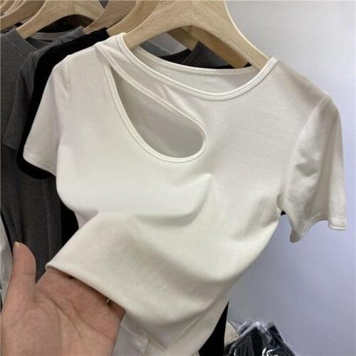New Summer Top Sexy T Shirt Women Elasticity T-Shirt Summer Tee Woman Clothes Slim Tshirt Female Skinny Cotton Short Sleeve Tops