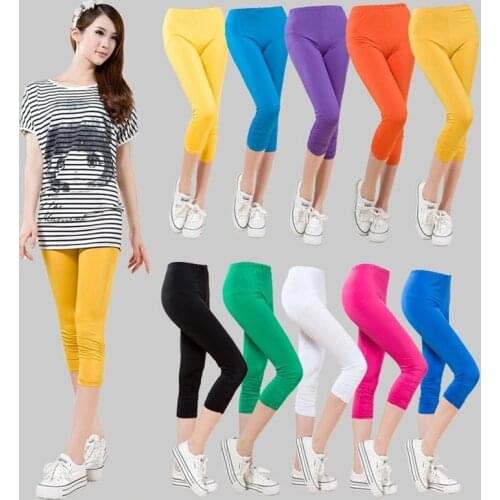 Pantalones De Mujer Pants Pantalon Pour Femme Woman Summer Calf-Length Pencil Candy Color Elastic High Waist Plus Size Trousers