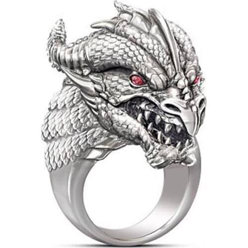 USTAR Domineering Dragon Phoenix rings for women hollow out carving squama finger rings female punk fashion jewelry anel