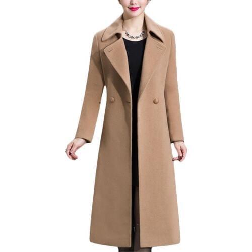 Plus Size Women Woolen Coat Autumn Winter New Double-breasted Female Wool Blends coats Womens Korean casual Outerwear 5XL F625