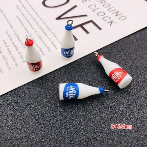 10pcs Resin 3D Cute Miniature Milk Bottle Charm Kawaii Pendant for Earring, Keychain, Jewelry, Scrapbooking, DIY, Necklace