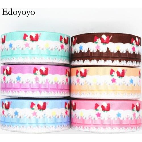 10 Yards 1'' 25MM Fruits/Cake Printed Grosgrain Ribbons For Hair Bows DIY Handmade Materials Y19121803
