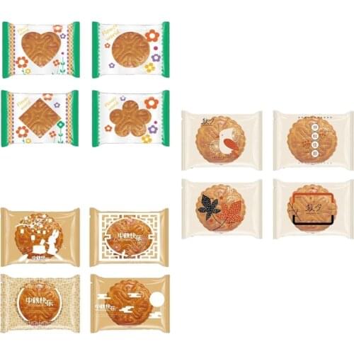 100 Pcs Autumn Eve Flower Bird Pattern Moon Cake Bags Plastic Cookie Candy Bag Mid-Autumn Festival Mooncake Packaging