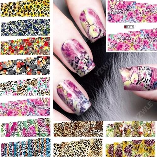 12 PACK/ LOT WATER DECAL NAIL ART NAIL STICKER SLIDER TATTOO FULL COVER FLOWER TIGER LEOPARD SKIN PATTERN A109-120