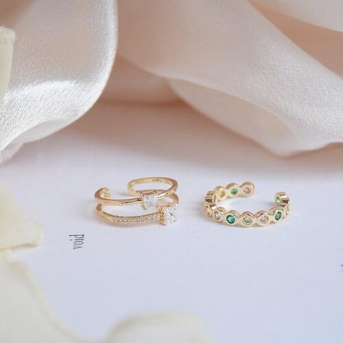 14k Real Gold Plated Fine Jewelry Double-layer Pearls and Micro-inlaid Zircon Color Rings for Woman Daily Elegant Ring