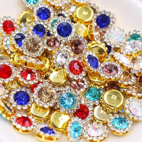 Glitter Crystal Sew On Rhinestone With Claw Diy Colorful Dress Stones Sunflower Red Glass Rhinestones For Clothing 20PCS
